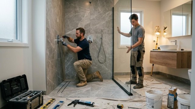 Walk-In Shower Conversion in progress in a Pittston, PA bathroom